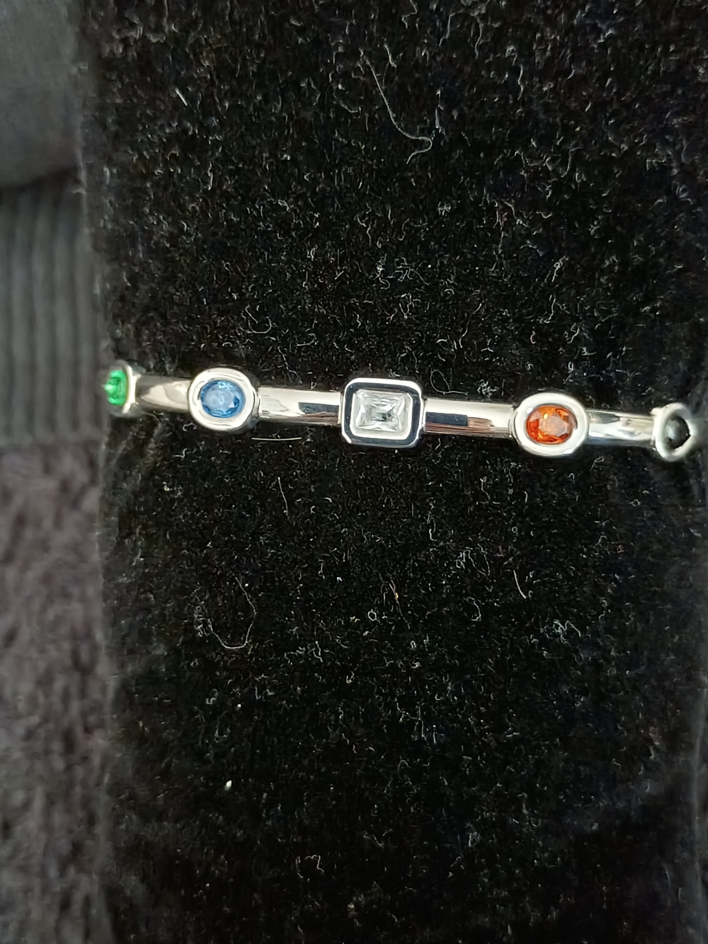 *NWOT* Silver Multi-Gemstone Station Bracelet - Green Blue Orange Accents
